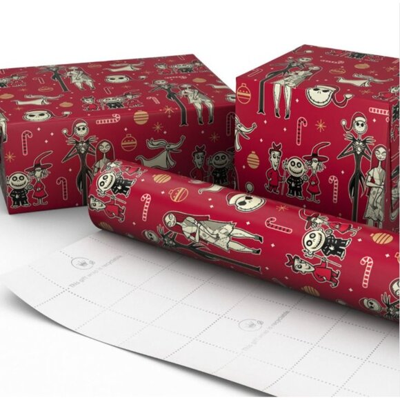 Hallmark Wrapping Paper Nightmare before Christmas Characters on Red 25 sq ft Ro - Picture 5 of 5